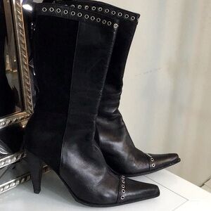 Vero Cuoio Black Heeled Boots with Stiletto Heel and Pointed Toe